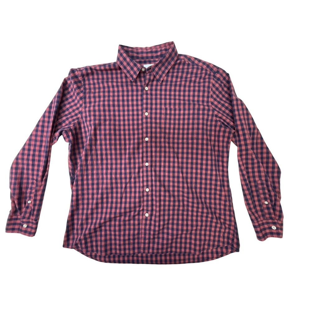 Sonoma Goods For Life Mens 2XL Gingham Button Down Shirt Burgundy Navy Blue